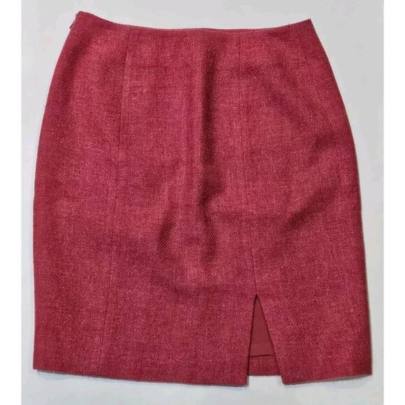 Linda Allard Ellen Tracy Pink 100% Wool Skirt Size 8 Petite 8P Lined Rear Slit - Picture 2 of 8